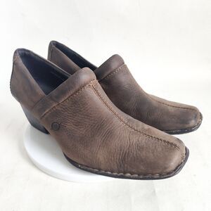 Born Brown Tan‎ Leather Comfortable Square Toe Comfort Shooties Clogs Size 9